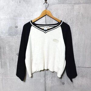 X-girl Japan - Wide V Neck Raglan Ribbed Knit Top Cropped Sweater (Pre-owned)